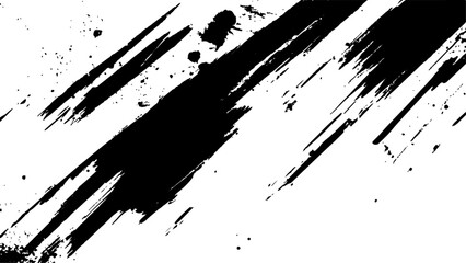 Vector grunge texture. Grunge black and white texture of black brush strokes on white paper or background. A black and white painting with a brush stroke white Transparent background.	