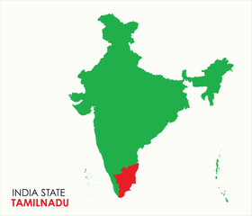 Map of Tamil Nadu, Map of Tamil Nadu with Indian Map, Tamil Nadu state of  India Vector Illustration.
