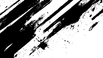 Vector grunge texture. Grunge black and white texture of black brush strokes on white paper or background. A black and white painting with a brush stroke white Transparent background.	