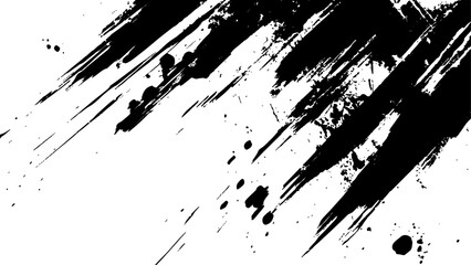 Vector grunge texture. Grunge black and white texture of black brush strokes on white paper or background. A black and white painting with a brush stroke white Transparent background.	