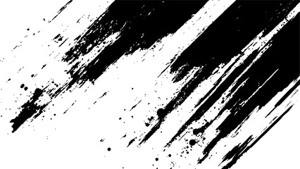 Vector grunge texture. Grunge black and white texture of black brush strokes on white paper or background. A black and white painting with a brush stroke white Transparent background.	