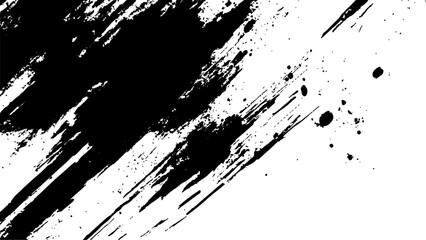 Vector grunge texture. Grunge black and white texture of black brush strokes on white paper or background. A black and white painting with a brush stroke white Transparent background.	
