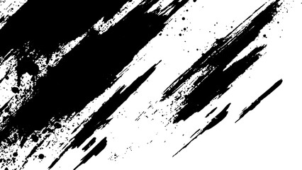 Vector grunge texture. Grunge black and white texture of black brush strokes on white paper or background. A black and white painting with a brush stroke white Transparent background.	