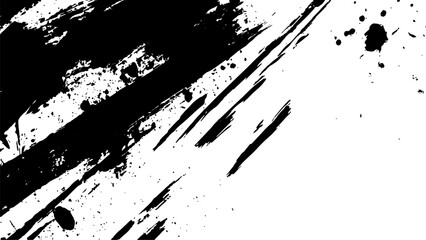 Vector grunge texture. Grunge black and white texture of black brush strokes on white paper or background. A black and white painting with a brush stroke white Transparent background.	