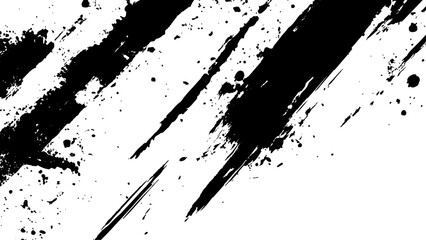 Vector grunge texture. Grunge black and white texture of black brush strokes on white paper or background. A black and white painting with a brush stroke white Transparent background.	
