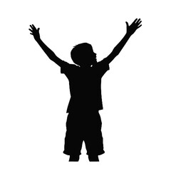 Silhouette of a child with arms outstretched, expressing joy or freedom