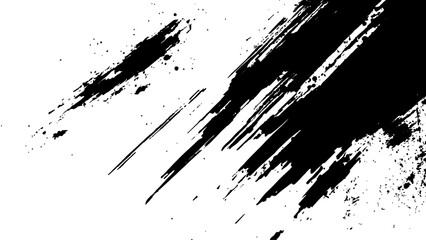 Vector grunge texture. Grunge black and white texture of black brush strokes on white paper or background. A black and white painting with a brush stroke white Transparent background.	