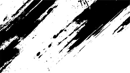 Vector grunge texture. Grunge black and white texture of black brush strokes on white paper or background. A black and white painting with a brush stroke white Transparent background.	
