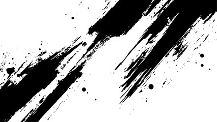 Vector grunge texture. Grunge black and white texture of black brush strokes on white paper or background. A black and white painting with a brush stroke white Transparent background.	