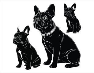 Simple French Bulldog Line Silhouette