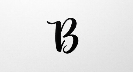 Elegant Letter B Initial in Black Ink Isolated on White Background