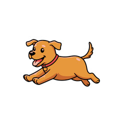 Obraz premium Cartoon of a happy golden puppy running and smiling