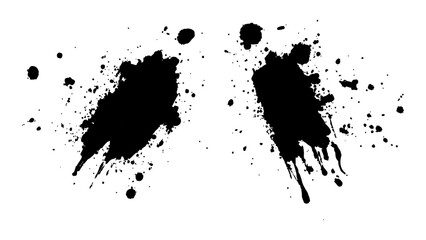 Black color splash, explosion transparent white background. Abstract black watercolor paint splash background. black splash isolated on white background.	