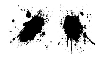 Black color splash, explosion transparent white background. Abstract black watercolor paint splash background. black splash isolated on white background.	