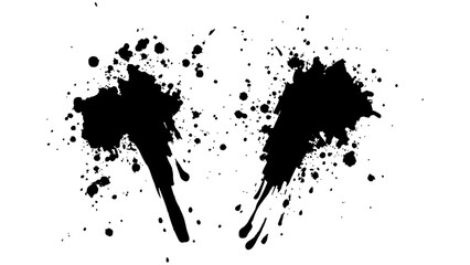 Black color splash, explosion transparent white background. Abstract black watercolor paint splash background. black splash isolated on white background.	