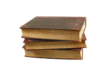 stack of old historical medieval books isolated on white or transparent png