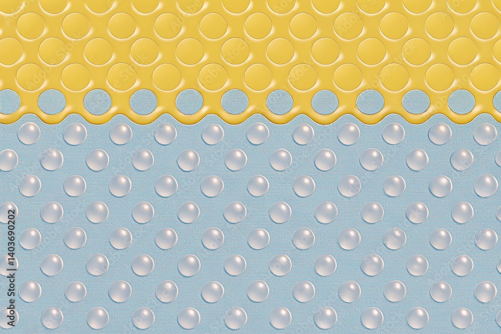 Poster a captivating abstract design featuring a playful contrast of textured surfaces, a vibrant yellow ho