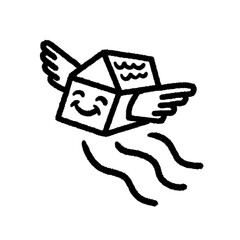 flying house home png doodle element cute education design art and decorate handwrite kwaii outline