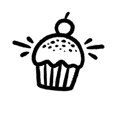 cupcake cake png doodle element cute education design art and decorate handwrite kwaii outline