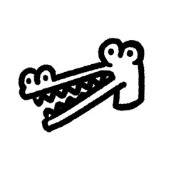 gavial png doodle element cute education design art and decorate handwrite kwaii outline