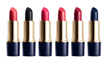 Obraz premium Lipstick Assortment With Gold And Navy Blue Packaging