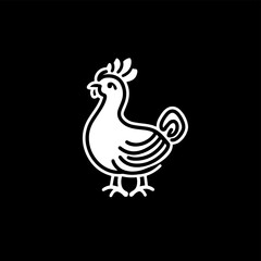 simple chicken vector one line illustration, colorful chicken art, abstract chicken rooster face head mascot logo vector icon