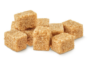 brown sugar cubes isolated on white background