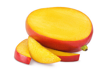 mango slices isolated on white background with full depth of field