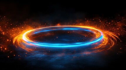 Dynamic glowing energy ring with swirling particles.