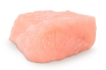 Raw diced chicken fillet isolated on white background with full depth of field.