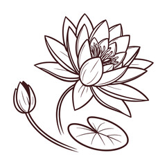Vector illustration of a lotus flower with floral design elements and decorative patterns
