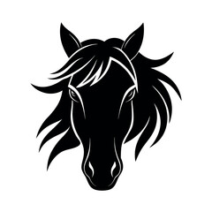 horse face silhouette on a white background