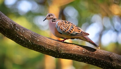 a bird is on the tree oriental turtle dove or rufous turtle dove