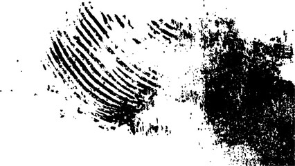 Abstract fingerprint design with a grunge texture, Vector white and black fingerprint texture. Black fingerprint on white Transparent background.	