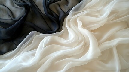 Fototapeta premium Elegant Black and White Silk Fabric Drapery