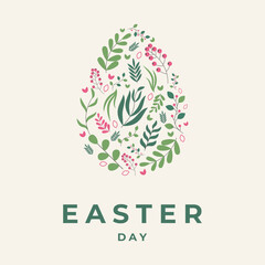 Modern Happy Easter Banner, Poster, Greeting Card Set with Egg and Trendy Typography. Modern Easter Holiday Design with Egg, Flowers and Holiday Typography. Cute Poster in Pastel Colors. Creative Card