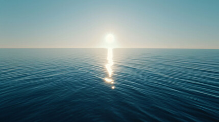 Obraz premium Sunlit Path Across the Tranquil Azure Ocean A Serene Seascape of Unwavering Calm and