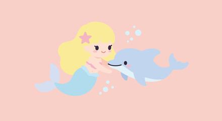 Fairy girls in colorful dresses playing together in detailed vector art