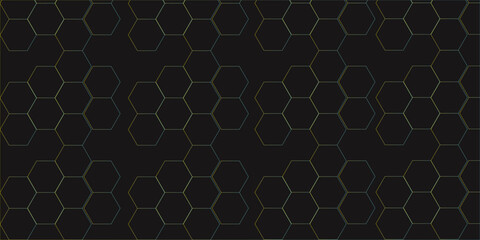 Abstract  honeycomb golden and gray.ideas for your design banners , book, Website work, stripes,3D Futuristic hexagonal geometric hexagon print texture  banner panorama mosaic black background.
