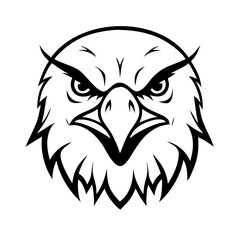 Obraz premium Eagle head tattoo vector illustration featuring a bird face in a black silhouette logo style