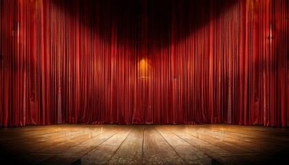 empty stage and red curtain background in theatre