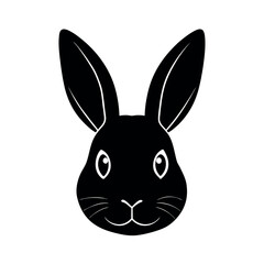 rabbit  cute face silhouette on a white background