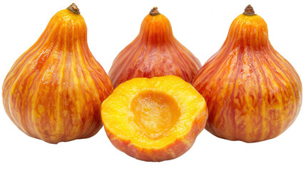 Obraz premium Striking presentation of miniature pumpkins on a clean background, highlighting their texture