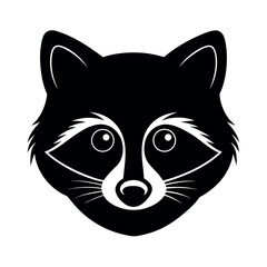 raccoon  face silhouette on a white background 