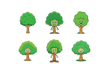 Tree cartoon vector on white background
