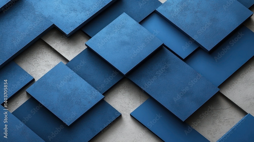 Poster abstract blue rectangular composition: a study in geometric form and texture