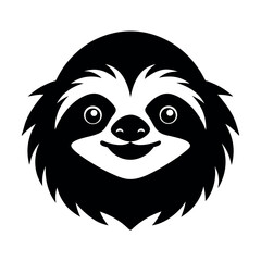 sloth  face silhouette on a white background