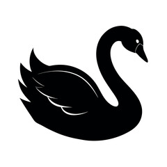 swan  silhouette on a white background
