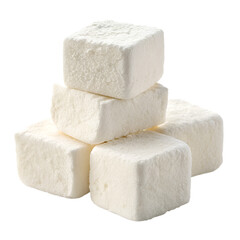 Stack of White Cube Marshmallows - Transparent PNG, Isolated on White Background