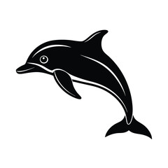Obraz premium silhouette vector of dolphin on white backgrond